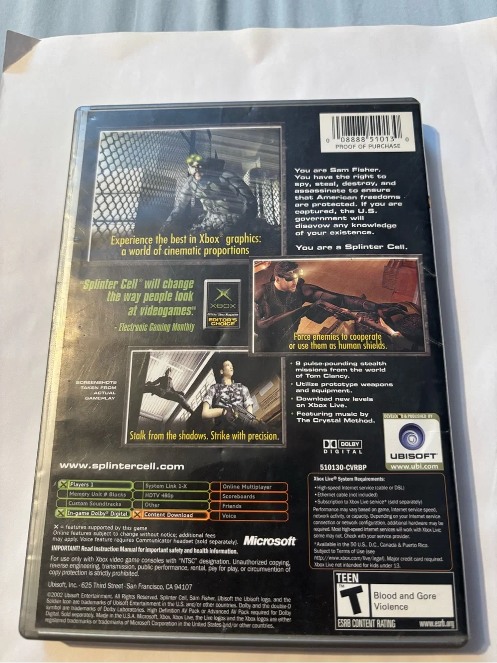 Xbox Tom Clancy's Splinter Cell Spy Action Redefined